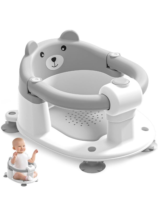 Baby Bath Seat for Babies 6 Months  up, Non-Slip Toddler Bath Seats for Babies Sitting Up, Safe Infant  Newborn Bathtub Chair with 4 Suction Cups  Soft Cushion for Shower,Gray - Image 1